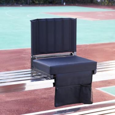 Imagem de Assentos dobráveis de estádio com suporte para as costas — Cadeira de arquibancada acolchoada confortável com suporte para copos, bolso de armazenamento e alça de ombro para jogos esportivos, shows e