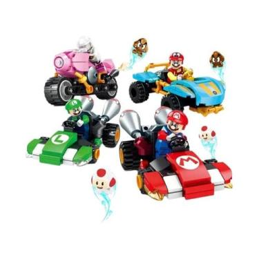 Imagem de Brinquedos De Figuras De Blocos De Montar Super Mario Bros Karting Lui