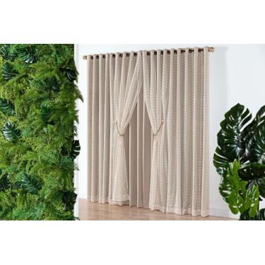 Imagem de Cortina Realce 3,00m x 2,50m Semi Blackout/Voil Xadrez C/ Braçadeira -