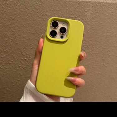 Imagem de Capa fosca macia em cores sólidas, estilo Candy, para iPhone 14, 15, 16 Pro Max Plus, 16e, 11, 12 e 13, com botões de controle da câmera. Capa fina de silicone líquido (para iPhone 11/YangLiuGree