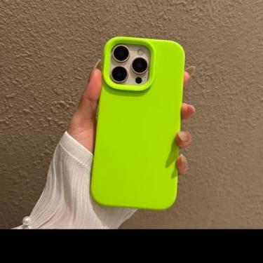 Imagem de Capa de silicone líquido fosca em cor sólida Candy para iPhone 14 15 16 Pro Max Plus 16e 11 12 13 com botões de controle da câmera (para iPhone 16e/Verde YG)