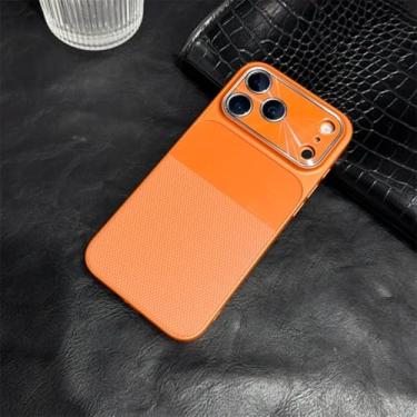 Imagem de Capa de luxo com forte imã para iPhone 16, 15 Plus, 14 e 13 com proteção de lente (para iPhone 14 Pro Max/Laranja)