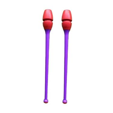 Imagem de Colaxi Conjunto de 2 Clavas de Ginástica Rítmica, 45,5 cm (17,91 polegadas), Fáceis de Controlar, Portáteis e Leves, Ideais para Exercícios de Pole Dance e, Cabeça Vermelha