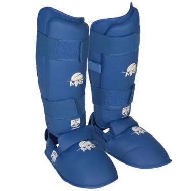 Imagem de Caneleira Karate com Protetor de pé MKS Competition Homologada CBK Azul (GG)