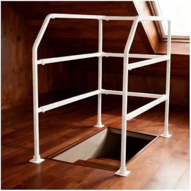 Imagem de Corrimão de segurança de escada de sótão de elevação de 99 a 129 cm, corrimão de sótão ajustável de 3 andares de aço carbono, elevadores de sótão trilhos de assistência de escalada, corrimão de