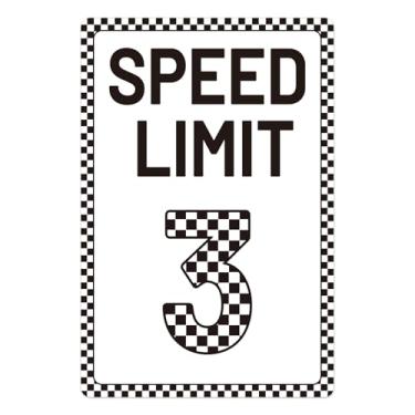 Imagem de Placa de Limite de Velocidade 3, 30x20cm Placa Metal Vintage com Tema Carro Corrida Decoração para Festa Aniversário Meninos Aniversário Divertido