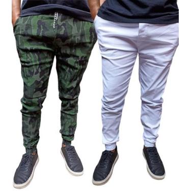 Imagem de Kit 2 calças jogger masculino sarja e jeans com elastano produto a pro