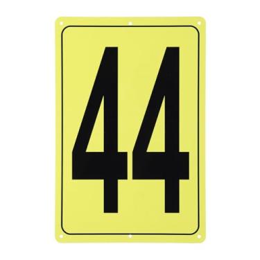 Imagem de PATIKIL Placa grande de metal, 30,5 x 20,32 cm, retangular, alumínio, número 44, placa de sinalização, sinalização resistente ao clima para uso interno e externo, amarelo