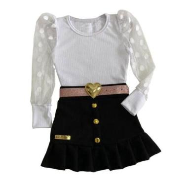 Imagem de Conjunto Infantil Mini Diva Blogueirinha Moda Meninas Luxo, Branco, Pr
