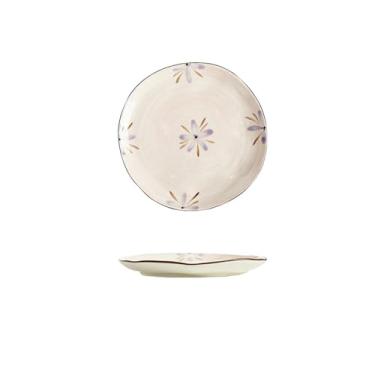 Imagem de Sinos de vento roxos de renda irregular utensílios de mesa de cerâmica doméstica de personalidade simples - prato de 21,6 cm