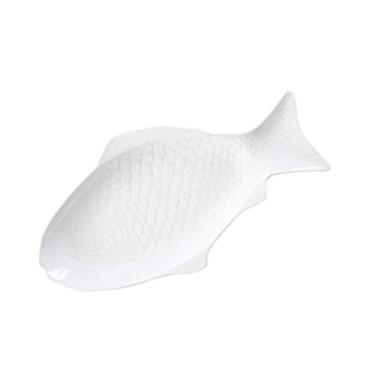 Imagem de Prato em forma de peixe Prato de peixe Travessa de cerâmica criativa Prato de armazenamento de lanches decorativos para restaurantes em casa (23 cm branco) (Color : White)