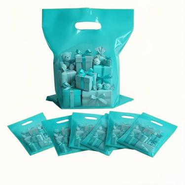 Imagem de Sacos transparentes para lembrancinhas de festa, 100 peças de 15,2 x 20,3 cm, pequenos sacos de compras de agradecimento de plástico com alças para pequenas empresas, bolsa pequena para presente de