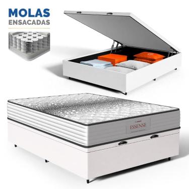 Imagem de Cama Box Baú com Colchão de Molas Ensacadas Double Face Essence Probel Casal 138cm