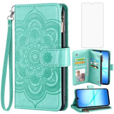 Imagem de Asuwish Capa de telefone para Samsung Galaxy A17 5G capa carteira com protetor de tela de vidro temperado e flor couro PU flip porta-cartão de crédito suporte cordão acessórios de celular A 17 17A 4G