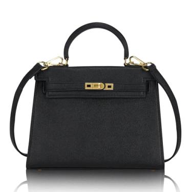 Imagem de Bolsa tiracolo de couro PU e bolsa de mão feminina moderna de luxo com alça ajustável bolsa média, Preto, Tendência