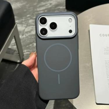 Imagem de SFDSUH Capa de luxo fosca com carregamento magnético para iPhone 16e, à prova de choque e com bordas reforçadas (para iPhone 16e/cinza escuro)