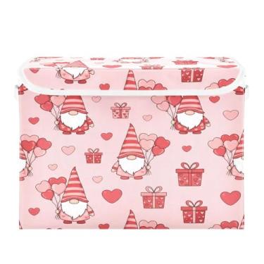 Imagem de STAYTOP Cestos de armazenamento fofos de gnomo para o Dia dos Namorados com tampas e alça de transporte, caixas de armazenamento dobráveis organizadores de recipientes para casa, quarto, armário