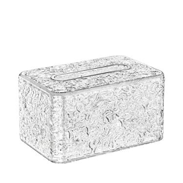 Imagem de Capa para caixa de lenços de papel Porta-lenços de papel multifuncional para sala estar, com gaveta para guardanapos e organizador mesa(Clear)