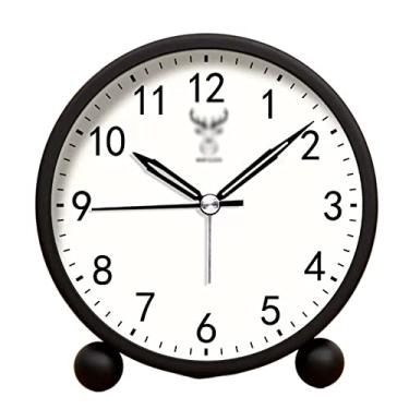 Imagem de x3anggyt5 Despertador para quarto, despertador analógico operado por bateria, pequeno relógio de mesa silencioso com luz noturna, operado por bateria, para sala de estar, quarto, cabeceira, relógio de