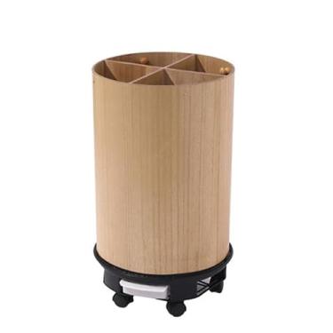 Imagem de x3anggyt5 Suporte de guarda-chuva interno de grande capacidade para entrada, suporte de rodinhas com ganchos e rodas, organizador de balde de madeira para decoração de escritório doméstico economiza