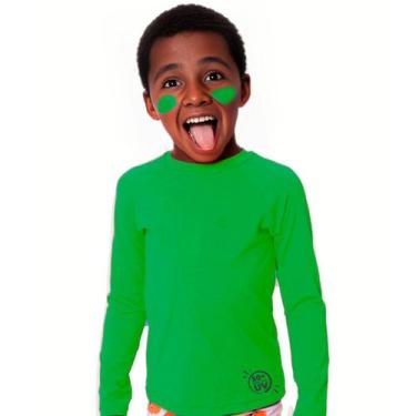 Imagem de Camiseta Infantil Manga Longa Menino Uv50 Lisa Verde 1 a 14 - anjo da 
