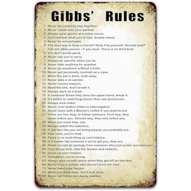 Imagem de TRENDSTHAN Placa De Regras Gibbs, Pôster Retrô, Casa, Placas Lata Metal Vintage Engraçadas, Decoração Artística, 12X8"