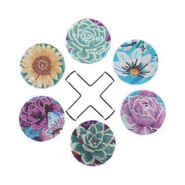 Imagem de Conjunto De 6 Porta-Copos De Madeira Com Cristais De Mandala, Arte Em 