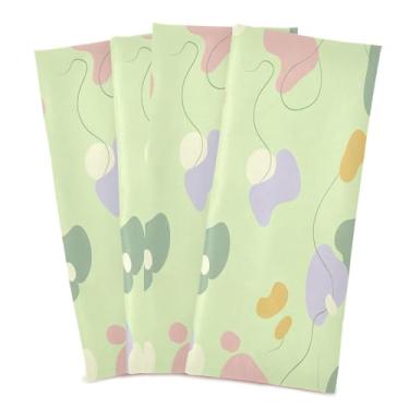 Imagem de Wassud Toalhas de prato de cozinha com formas verdes macias, pacote com 4 panos de prato macios com laço para pendurar, toalha de mão de secagem rápida super absorvente, toalhas de chá de mesa