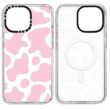 Imagem de GULTMEE Capa magnética para iPhone 14 Pro linda estampa de vaca rosa [compatível com MagSafe] [teste de queda de grau militar] à prova de choque capa fina protetora à prova de choque para iPhone 14