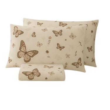 Imagem de Jogo De Lençol Percal 180 Fios Algodão (BORBOLETA MARROM,CASAL)