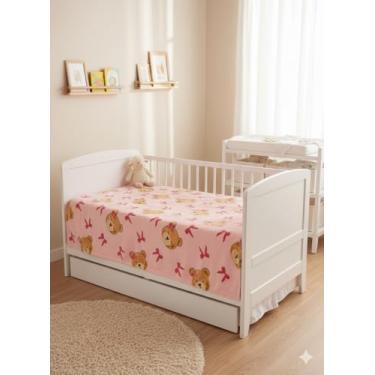 Imagem de LITTLE CELEBRITY - Lindo cobertor de ursinho de pelúcia 127 x 177 cm - manta de lã de pelúcia rosa, estampa de laço adorável, roupa de cama de berçário ultramacia e aconchegante, presente para bebês