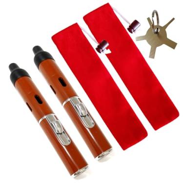 Imagem de Isqueiro de butano recarregável, isqueiro de butano recarregável, caneta de chama macia, 2 pacotes marrom avermelhado (gás não incluído)