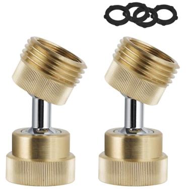 Imagem de Hibbent Adaptador de mangueira de jardim, protetor de mangueira de jardim giratório de 3/4 polegadas, conector de latão macho para fêmea de rotação dupla com 4 arruelas extras, pacote com 2