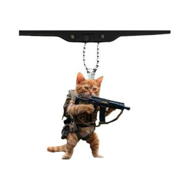 Imagem de Chaveiro De Acrílico Gatinho Soldado Fofo Durável 2D, Pingente Para Es