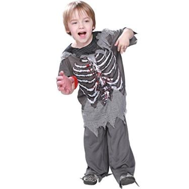 Imagem de EraSpooky Fantasia De Esqueleto Zumbi Sangrento Para Meninos, Halloween Terror Crianças (Pequena)