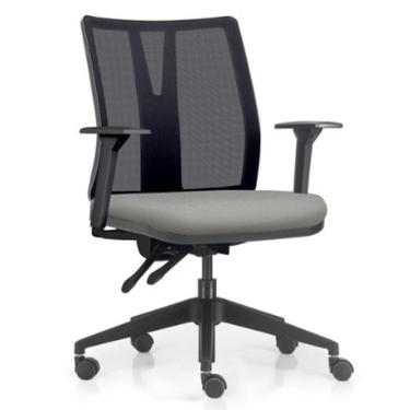 Imagem de Cadeira de Escritório Giratória Diretor Flow F02 Base Preta Crepe Cinza - Lyam Decor