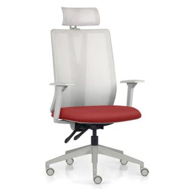 Imagem de Cadeira Escritório Giratória Presidente Flow F02 Base Cinza Sintético Vermelho - Lyam Decor