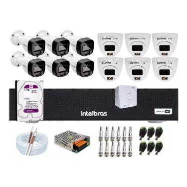 Imagem de Kit 12 Cameras Intelbras 3220 Full Color Com Microfone, Dvr 16ch Mhdx 3116c 1tb