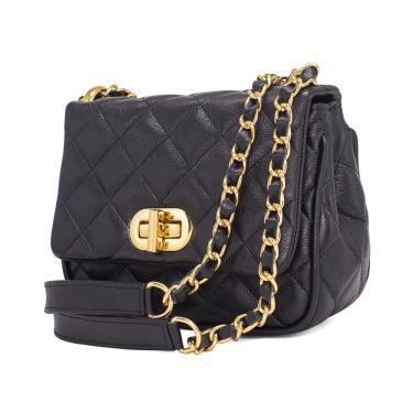 Imagem de Bolsa de Couro Mini Preta com corrente Hendy Bag