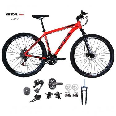 Imagem de Bicicleta Aro 29 Gta Start Kit 2x9 Gta Sunrun Freio Disco K7 11/36 Pedivela 24/38d Garfo Com Trava - Vermelho Tam.19