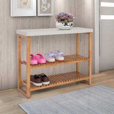 Imagem de Estante Aparador Buffet Gold Com 2 Prateleiras Luxo Off White