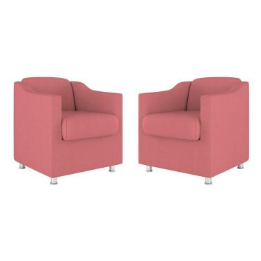 Imagem de Kit 02 Cadeiras Poltronas Decorativas Recepção Clinica Suede Cor:rosa
