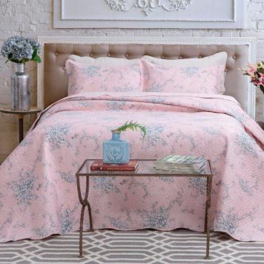 Imagem de Kit Cobre Leito Colcha Mix King Estampado Dupla Face Floral 3 Peças - Grace