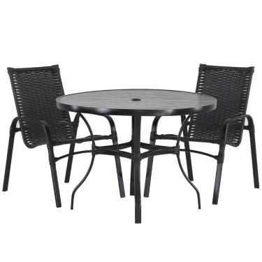 Imagem de 2 Cadeiras E Mesa Tampo Ripado área Jardim Varanda Piscina Preto