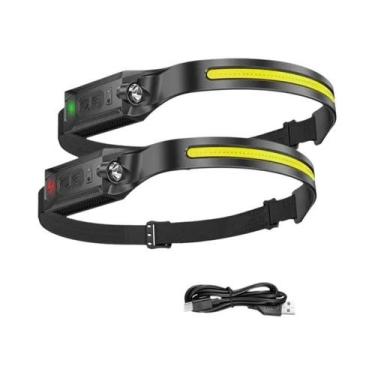 Imagem de Lanterna De Cabeça LED Recarregável Com 3 Modos, Lanterna USB Com Bate