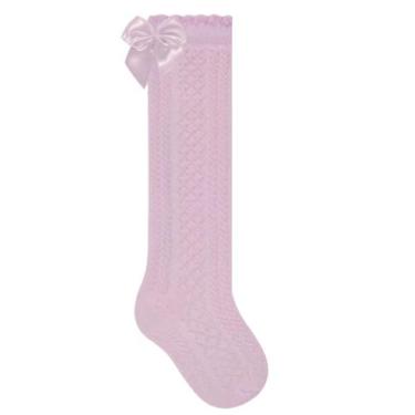 Imagem de Meia Bebê 3/4 com Laço e Detalhe Algodão Selene 1630, 21-24, Rosa