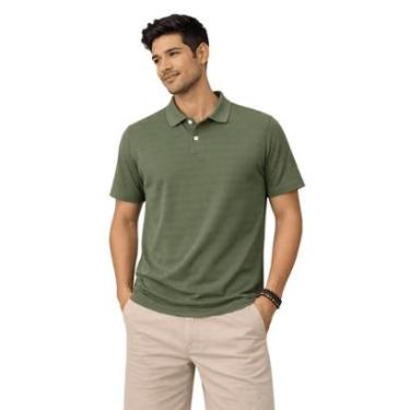 Imagem de Camisa Polo Manga Curta Masculina Slim Fico 00669 Verde-Masculino