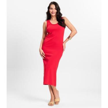 Imagem de Vestido Midi em Ribana Rovitex Vermelho, GG, Vermelho