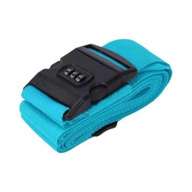 Imagem de Cinta De Bagagem Ajustável Com Cadeado De Senha Antifurto Para Viagem 