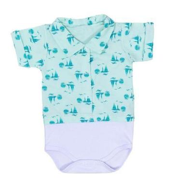 Imagem de Body camisa curto para bebê tricoline barco - Loja Era Uma Vez, 9-12M